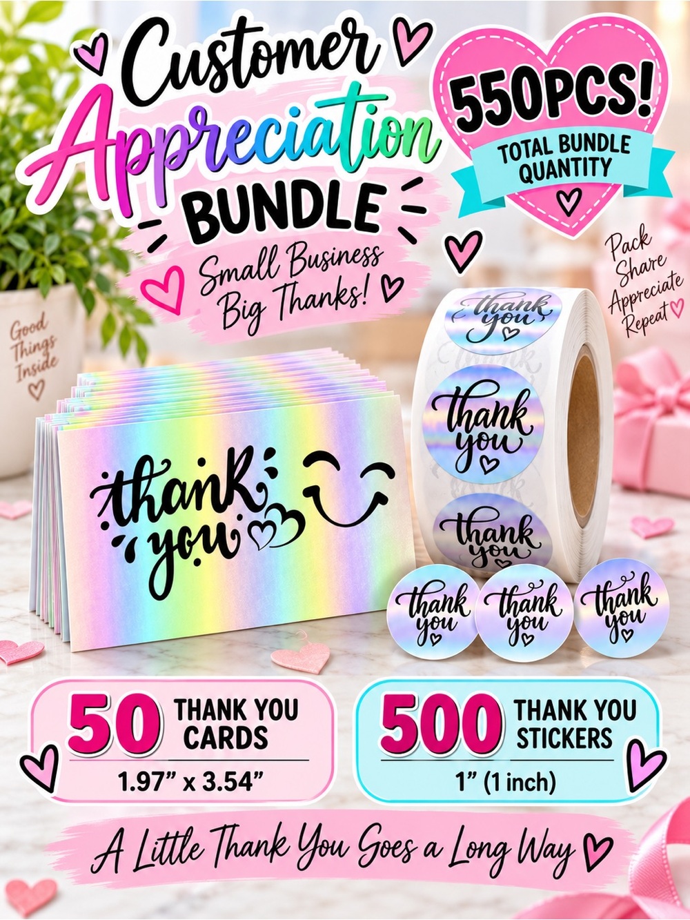 550PC Bundle 50 Cards & 500 Stickers